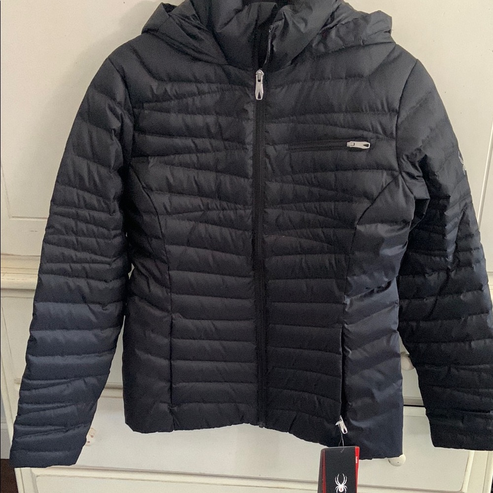 Spyder Black Puffer Jacket with Hood NWT